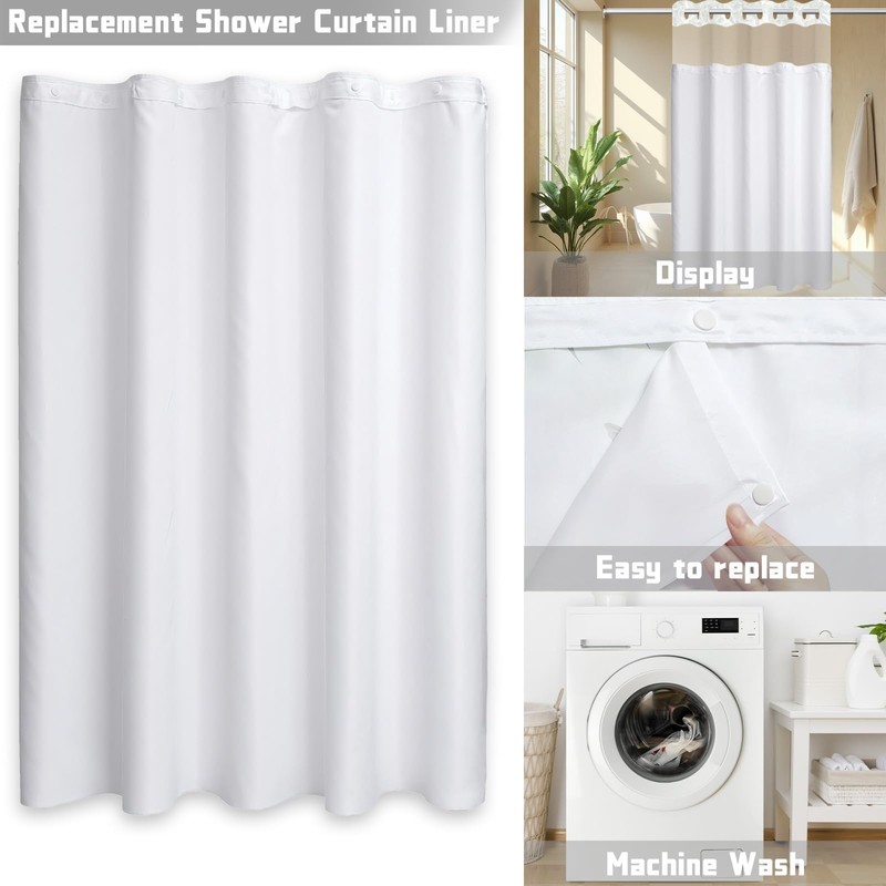 Waterproof Fabric Snap in Shower Curtain Liner Replacement 71 W
