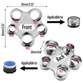 Aerator Service Key, 10 in 1 Tap Strainer Key, Mixing Nozzle Wrench, Universal Aerator Mounting Key, Aerator Wrench with 7 Adapters, Tool with Replacement Tap Aerator