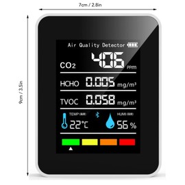 Indoor CO2 Detector Air Quality Monitor Carbon Dioxide Meter 5 in 1 HCHO TVOC Temperature Humidity Tester for Travel Home Grow Room