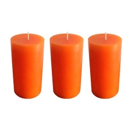 Collumino Orange Pillar Candles 40 Hour Solid Colour Size 10 x 5.5cm (Pack of 3)