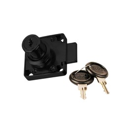 Gedotec Screw-On Lock Metal | Matte Black | Pack of 4 | Box Lock Including Bowl | Rim Lock | Backset: 25 mm | Diameter 19 x 22 mm | Track Closing - Left Stop | for Screwing On