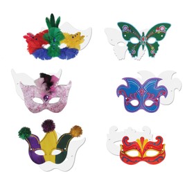 Creativity Street Die Cut Mardi Gras Paper Masks, Assorted Designs, 24 Pack (AC4651) , White