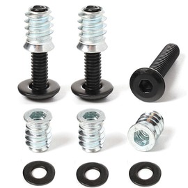 30 Sets 1/4-20 Furniture Threaded Insert and Bolt for Wood, 1/4 Screw Nut 15mm, Stainless Steel Black Oxide Flat Head Hex Bolts 1/4-20 x 3/4" Screws, 1/4-20 Black Washers