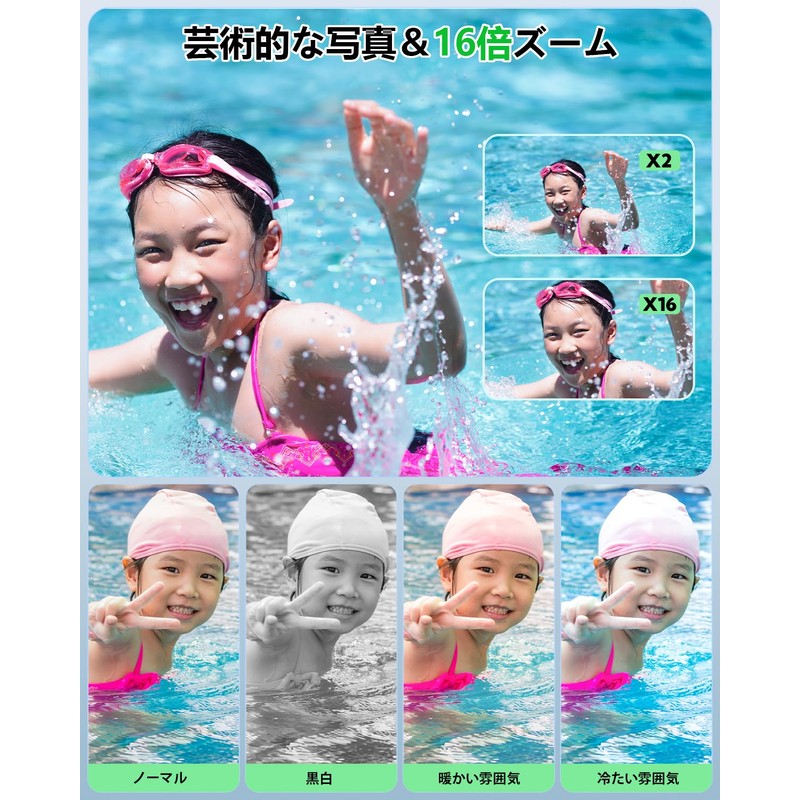 HICSHON Digital Camera, Digital Camera, 4K Underwater Camera, Waterproof Camera,