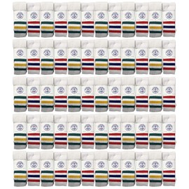 Yacht & Smith Old School Retro Striped Cotton Tube Socks Wholesale Bulk Cotton Sport Socks (60, Womens (9-11))