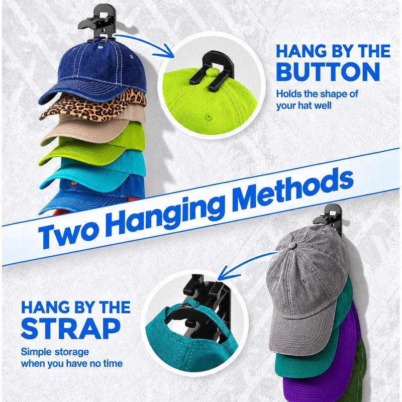 Wall-Mounted Baseball Cap Organizer for Hat Storage – Multi-Layer ABS