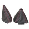 GEAR & HANDBRAKE GAITER BLACK LEATHER RED STITCHING