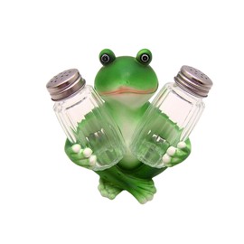 Sitting Frog Salt & Pepper Shaker Holder, Unique Kitchen Decor, 4.25 Inches