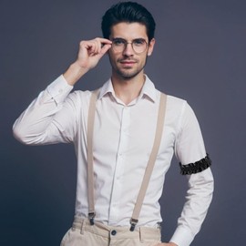 4Pair Sleeve Garters for Men,Black Arm Garters for Men,Great Gatsby Accessories for Mens,1920s Accessories or Party Supplies Las Vegas Poker Game Night