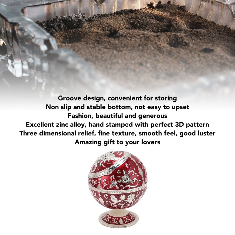 Ball Ashtray with Windproof Lid Retro Dragon Stereoscopic Relief Zinc