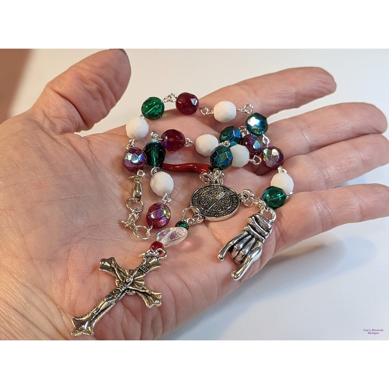 Italian Auto/Car Rosary With Red Horn & Mano Cornuto