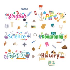 TOARTi Back to School Bulletin Board Decorations Colorful Learning Wall Sticker Classroom Educational Subjects Wall Decals Math Art History English Science Geography Stickers Class Subject Decals