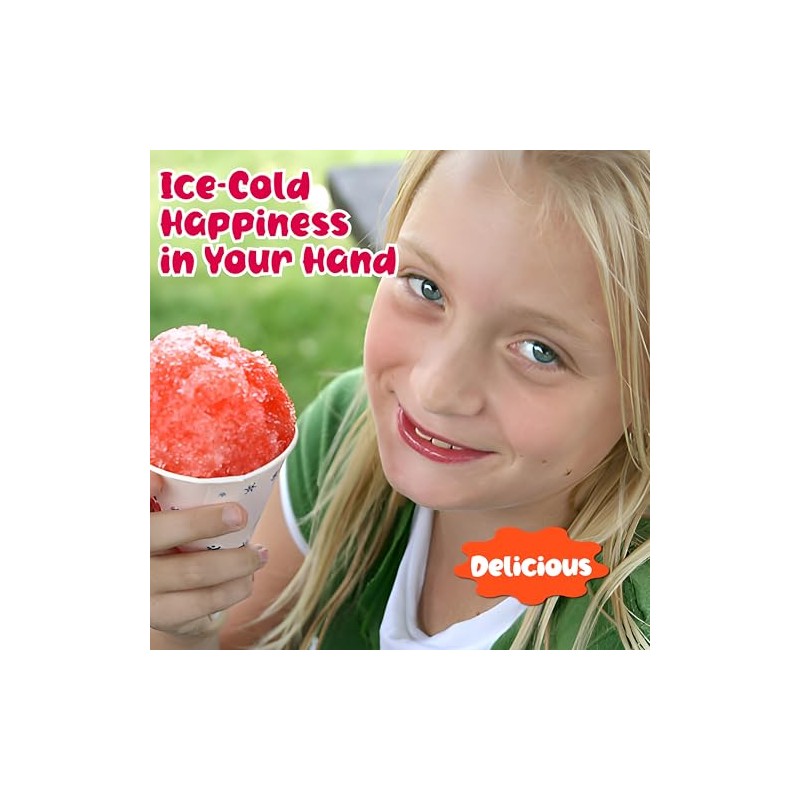 Concession Essentials Paper Snow Cone Cups, 6 oz, Wax Coated,