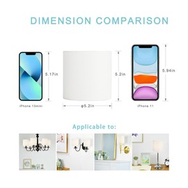 LAMPWELL LEBE White Clip on Chandelier Lamp Shades Set of 6,Small Lamp Shades Clip on bulb,5.2"×5.2"×H5.2",Fabric Mini Drum Lamp Shade,Handmade,FOR CANDLE BULB AND SMALL GENERAL BULB