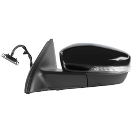Fit System Passenger Side Mirror for Volkswagen GLI Sedan, Jetta Sedan, Jetta Hybrid, textured black w/PTM cover, w/turn signal, w/o memory, foldaway, Heated Power