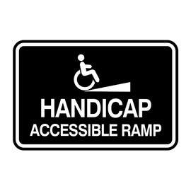 Signs ByLITA Classic Framed Handicap Accessible Ramp Durable ABS Plastic | Laser Engraved | Easy Installation | Elegant Design Sign (Black) - Large