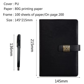 YEZIDE A5 Notebook with Pen 200 Lined Pages Thick Classic Luxury Journal Notepad Diary Stationary Office School Home Business Writing Note Taking for Father Day Gift