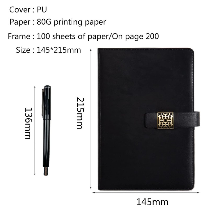 YEZIDE A5 Notebook with Pen 200 Lined Pages Thick Classic