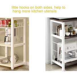 soges Bakery Rack, Kitchen Shelf, Standing Shelf, Baker, Shelf, Microwave Holder, Multifunctional Kitchen Storage Rack with 3 Shelves, White Maple