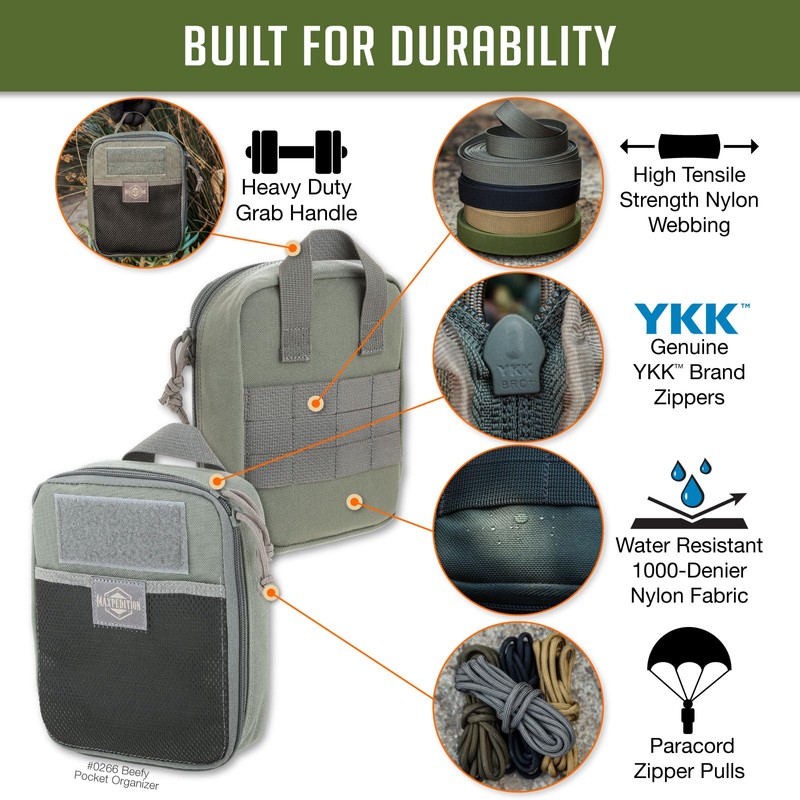 MAXPEDITION Beefy Pocket Organizer (Foliage Green) Compact, MOLLE-Compatible, 1000D Nylon