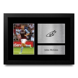 HWC Trading FR A4 John McGinn Aston Villa Gifts Printed Signed Autograph Picture for Football Fans and Supporters - A4 Framed