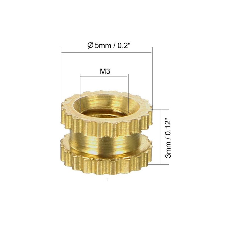 TOP-VIGOR 80Pcs Threaded Insert Knurled Nuts, M3 x 3mm x