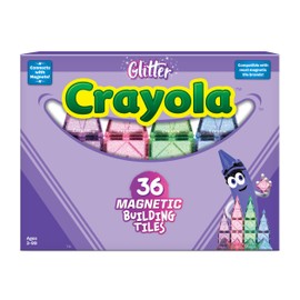 CreateOn Crayola Glitter Magnetic Tiles, Building Set for Kids, Magnetic Tiles, Magnetic Building Toys for Kids, STEM Toys for Boys and Girls Ages 3 and Up, 36-Piece Set (Glitter)