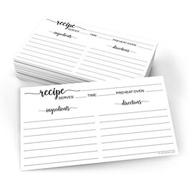 321Done Small Recipe Cards (Set of 50) 3" x 5" Black and White Minimalist Design - Premium Double-Sided - Made in USA