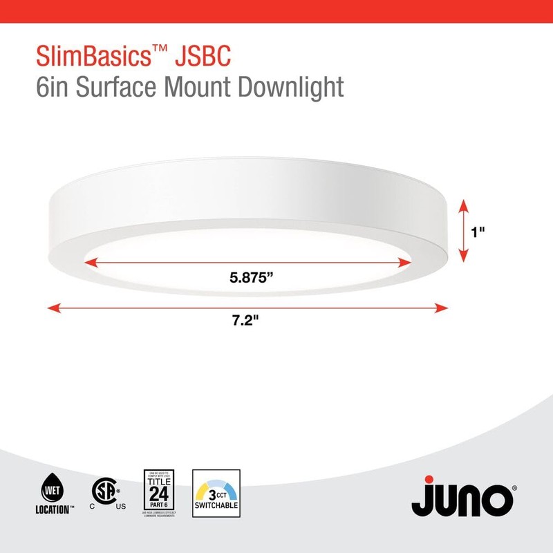 Juno Slim Basics 6 Inch LED Ceiling Light, Low Profile