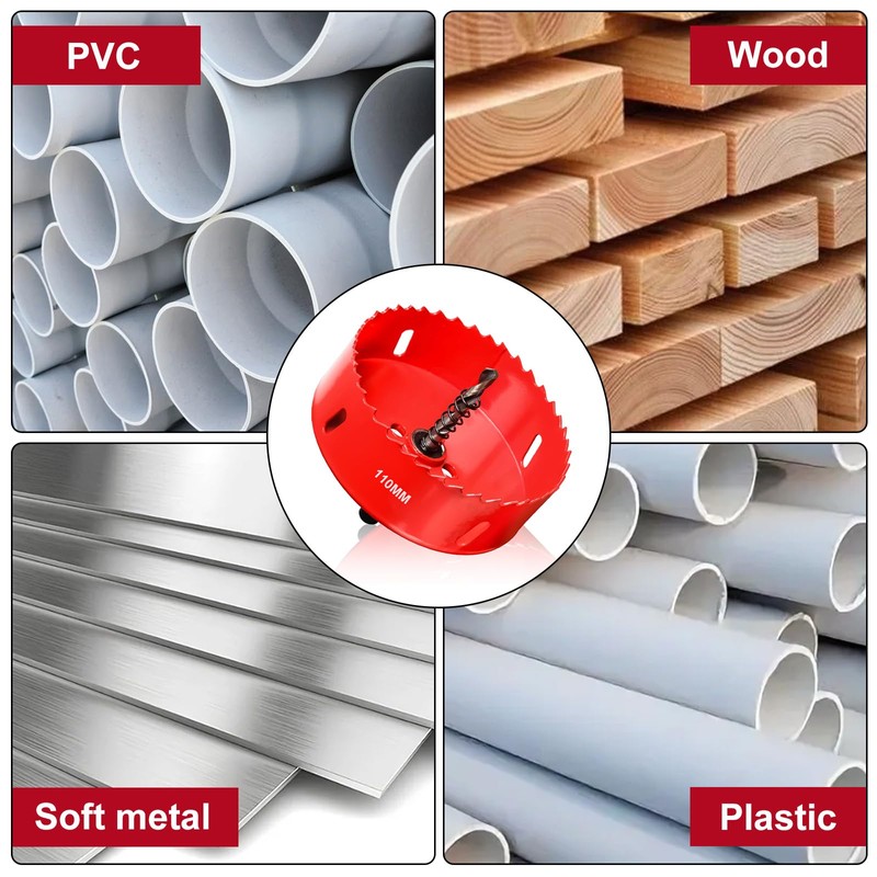 Hole Saws Cutter, HSS Bi-Metal Drill Bit for Wood, Plastic,