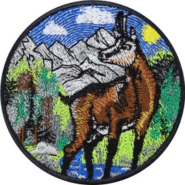 Gams on the Mountain Sew-On Gamswild Patch Capricorn Mountain Gams in Nature Sticker Embroidered Iron-On Patch Hunting Nature Friends Embroidery Iron-On Patch 80 x 80 mm