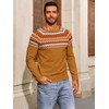 Runcati Mens Crew Neck Sweater Casual Fair Isle Knit Pullover