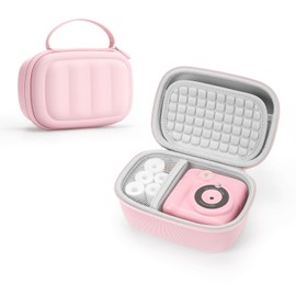 SQERO Kids Camera Instant Print Case for Hangrui/Lenudar/HiMont/TIATUA/Gofunly/GREENKINDER Most 1080P Kids Instant Cameras, Cute Travel Carry Bag Christmas Birthday Gifts for Girls Boys (Pink)