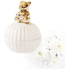 Ceramic Jewelry Box Jewelry Organizer Holder Tabletop Container with Bear Figurine Home Jewelry Storage