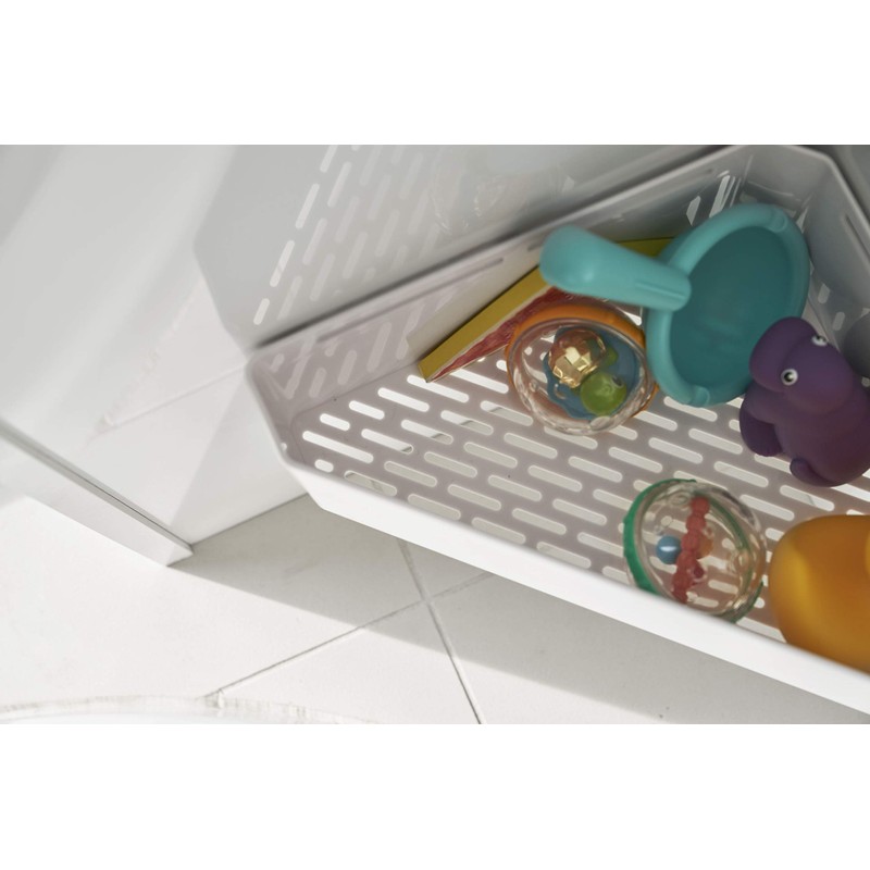 Yamazaki 4264 Magnetic Bathroom Corner Toy Rack, White, Approx. 13.0