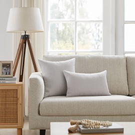 Meekio Set of 2 Light Gray Pillow Covers 18 x 18 Inches Soft Boucle Throw Pillow Covers for for Sofa Couch Décor