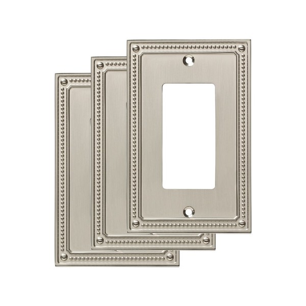 Franklin Brass W35060M-SN-C Classic Beaded Single Decorator Wall Plates, 3-Pack, Satin Nickel, 3 Count