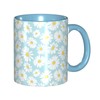 Miowjals Blue Daisy Funny Novelty Ceramic Coffee Cups With Handle,Dishwasher