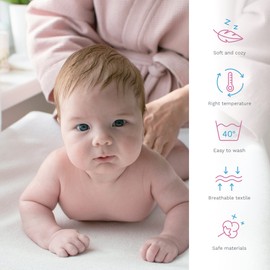 Changing Mat Terry Cover for 70 x 50 cm Nappy Changer with Raised Edges - Cream