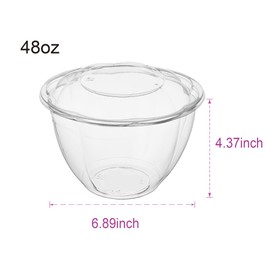 FULING [48 oz. 50 Sets Clear Plastic Salad Bowls with Airtight Lids Disposable To Go Mixing Containers Serving for Fruit, Quinoa, Lunch and Meal Prep