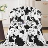 PTQ Black Cow Print Heated Throw Blanket 50"x60", Electric Blanket