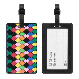 ZOUIQSS Luggage Tags Pack of Two,Baggage Tags Suitcase ID Labels Business Card Holder/Travel ID Bag Tag(Rhombus)