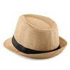 FALETO Unisex Summer Panama Straw Fedora Hat Short Brim Beach