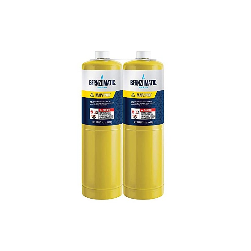 (2) 14.1 oz Bernzomatic Pre-Filled MAP-Pro Gas Torch Style Cylinder