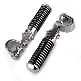 1" (25.4mm) -1.25" (32mm) Motorcycle Highway Engine Crash Bar Guard Foot Pegs Clamp Footrest Mount Rest Rubber For Harley Chopper Bobber Custom (Silver)