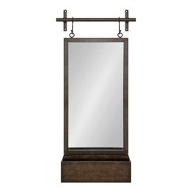 Kate and Laurel Gammons Modern Pub Mirror; 18 x 39; Natural Iron; Decorative Metal Industrial Mirror with Rectangular Shape and Wide Pocket Shelf for Storage and Display