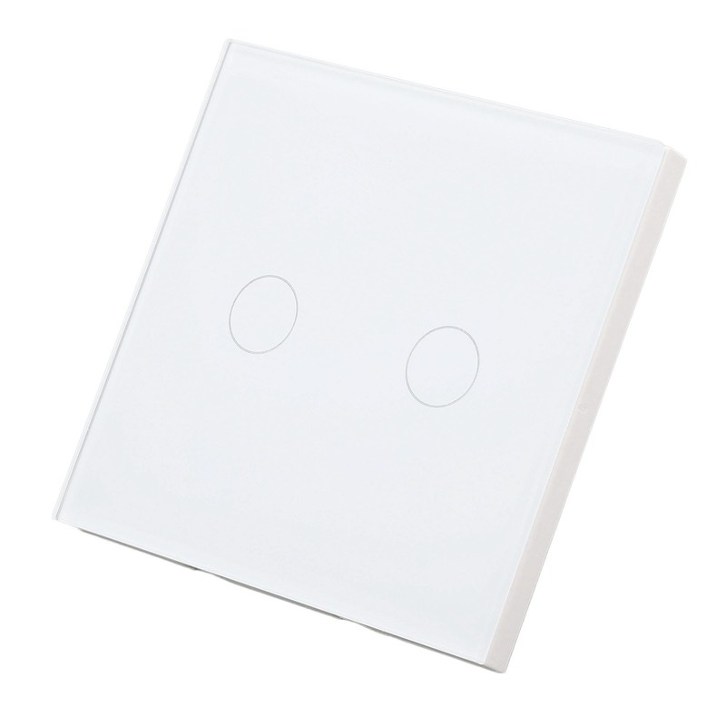 2 Gang Wall Switch with Indicator Tempered Glass Panel Touch