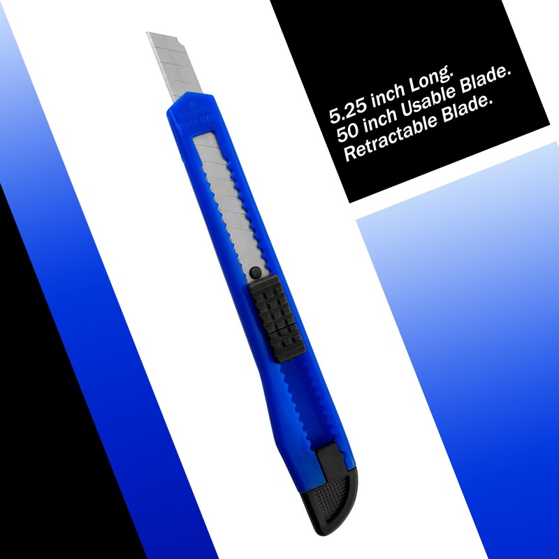 3 Blue Utility Knife Box Cutters Heavy Duty Industrial Strength