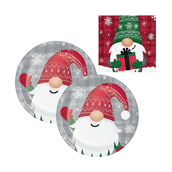 Party Creations Christmas Gnomes Themed Party Supply Pack | Bundle