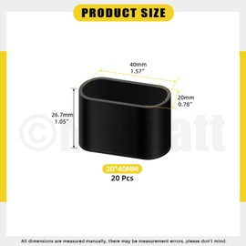 Mardatt 20Pcs 3/4" x 1-1/2"(20x40mm) Oval Rubber Chair Leg Tips Caps, Furniture Leg Caps Chair Leg Floor Protectors Furniture Table Feet Cover Chair Leg Foot End Caps, Black